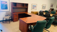 Executive U Desk with hutch , Bow Top   Cherry